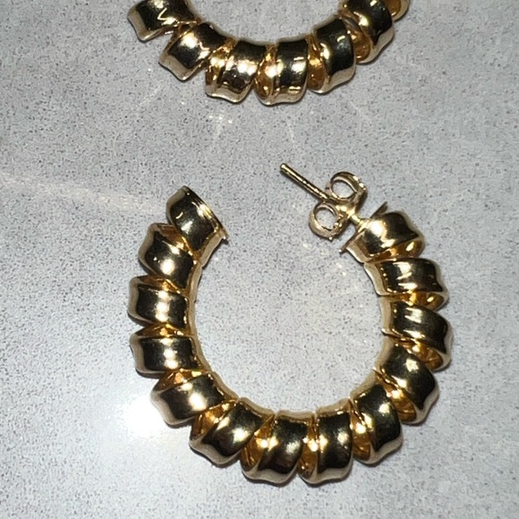 Gold Layered Smooth Curled Hoops - Picture 6 of 6